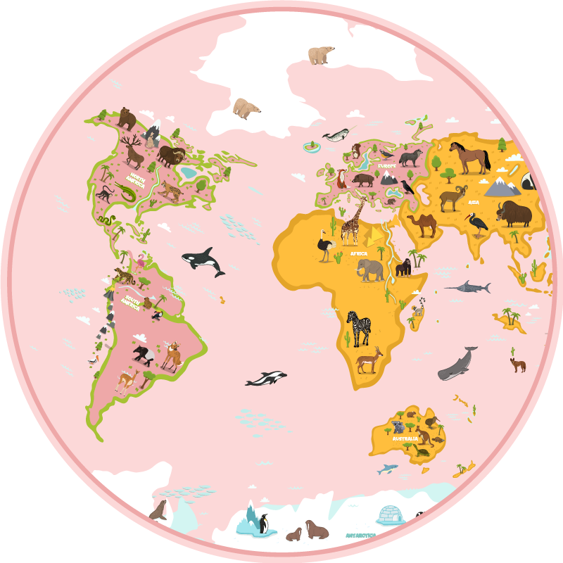 Tapete vinil de mapa mundi em forma de círculo - TenStickers