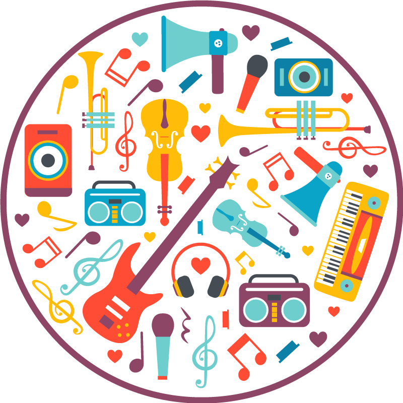 Instrumentos musicais tapete de vinil juvenil - TenStickers