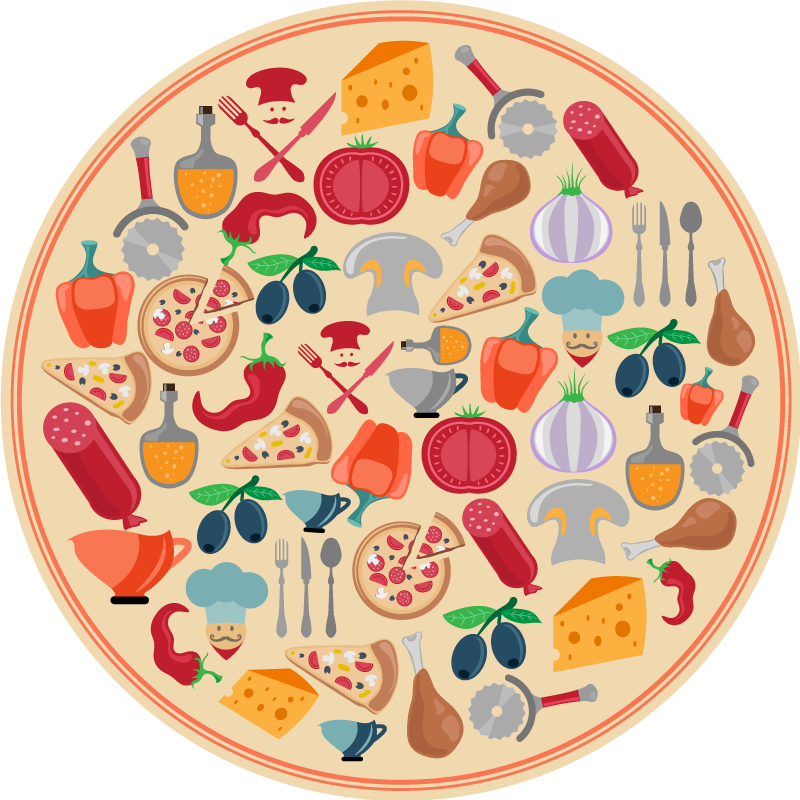 ícones do tapete de vinil juvenil de comida italiana - TenStickers