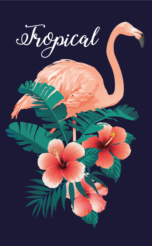 Tapete vinílico de animais flamingo tropical - TenStickers