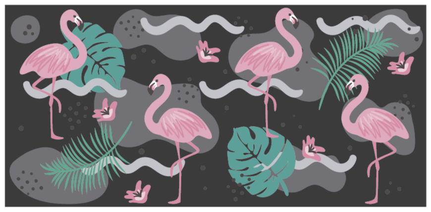 Tapete de animais preto e flamingos - TenStickers