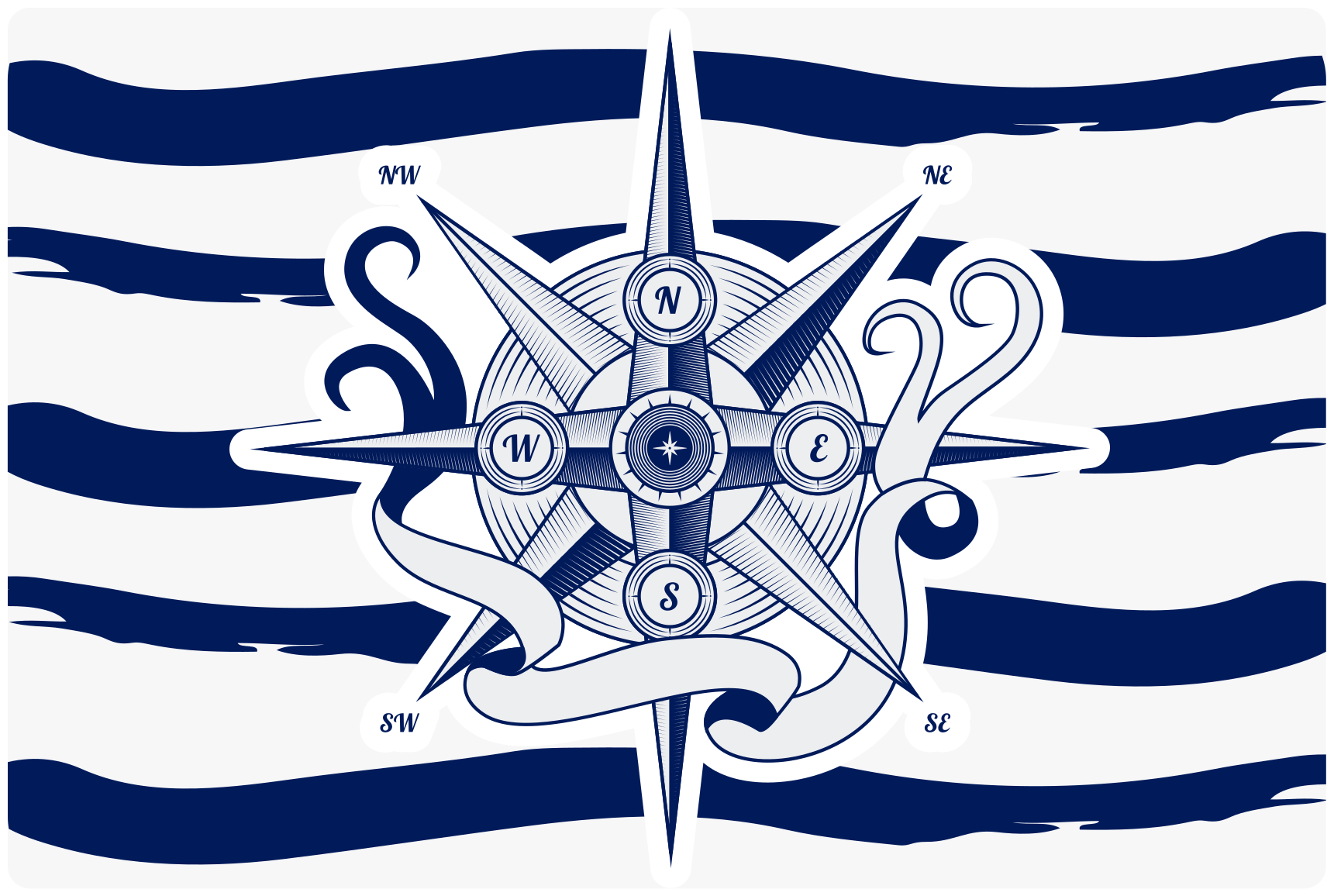 Tapete vinílico de mapa mundial bússola náutica - TenStickers