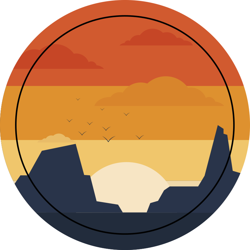 Tapete circular do pôr do sol ocidental - TenStickers