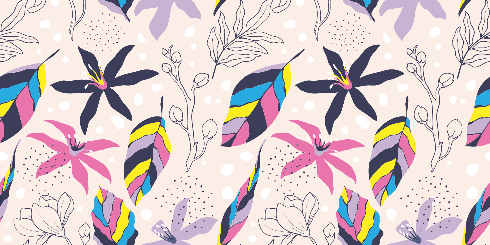 Tapete vinílico flores e plantas fantasia floral - TenStickers