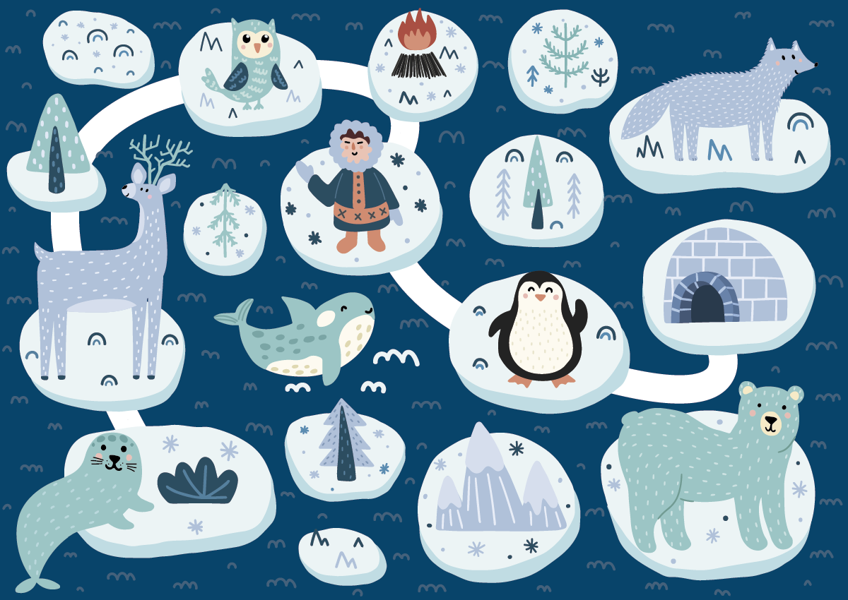 Tapete de vinil infantil polar animal road - TenStickers