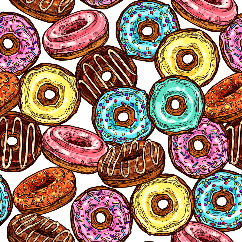 Donuts tapete de vinil quadrado com fundo - TenStickers
