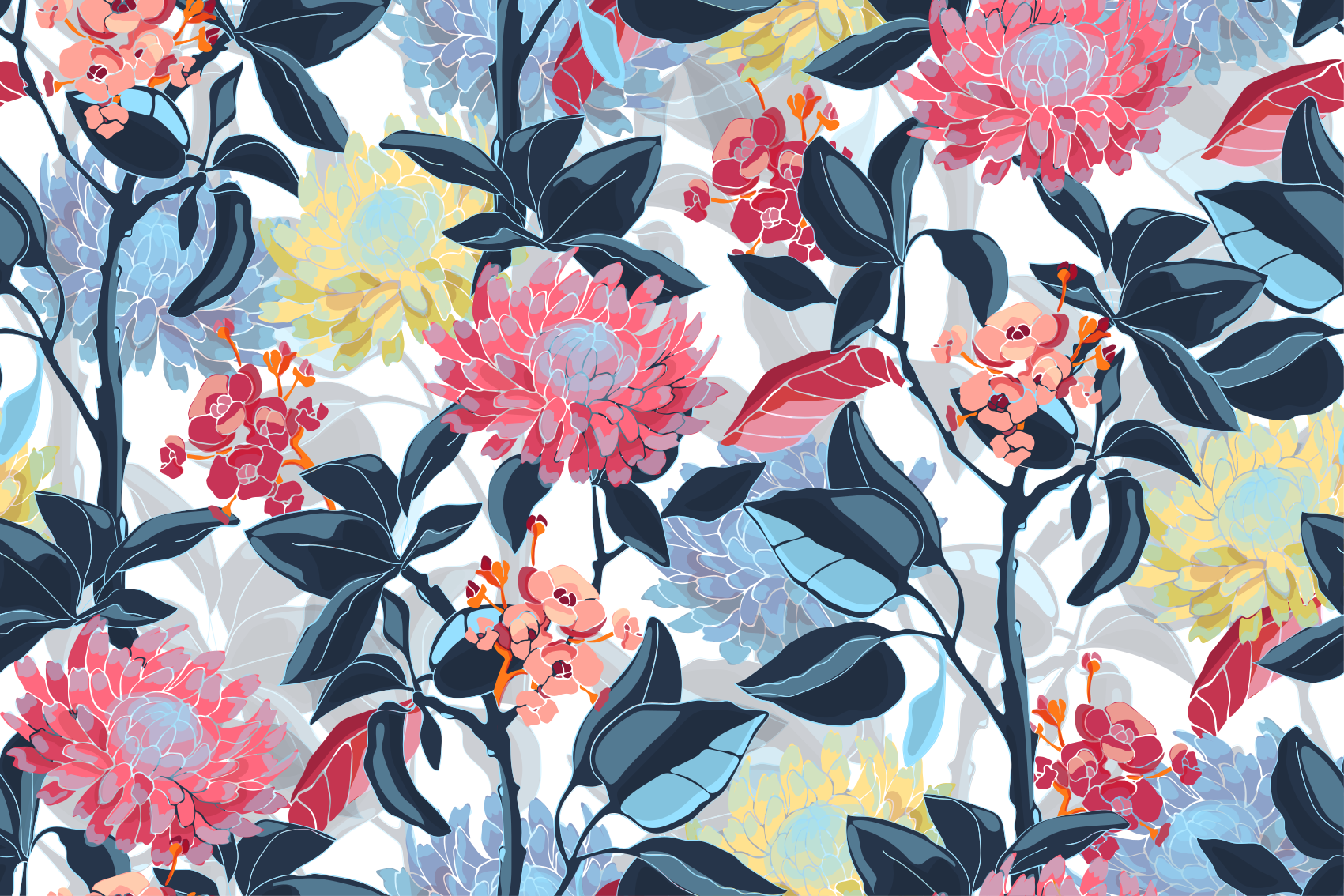 Tapete de vinil natural com padrão floral - TenStickers