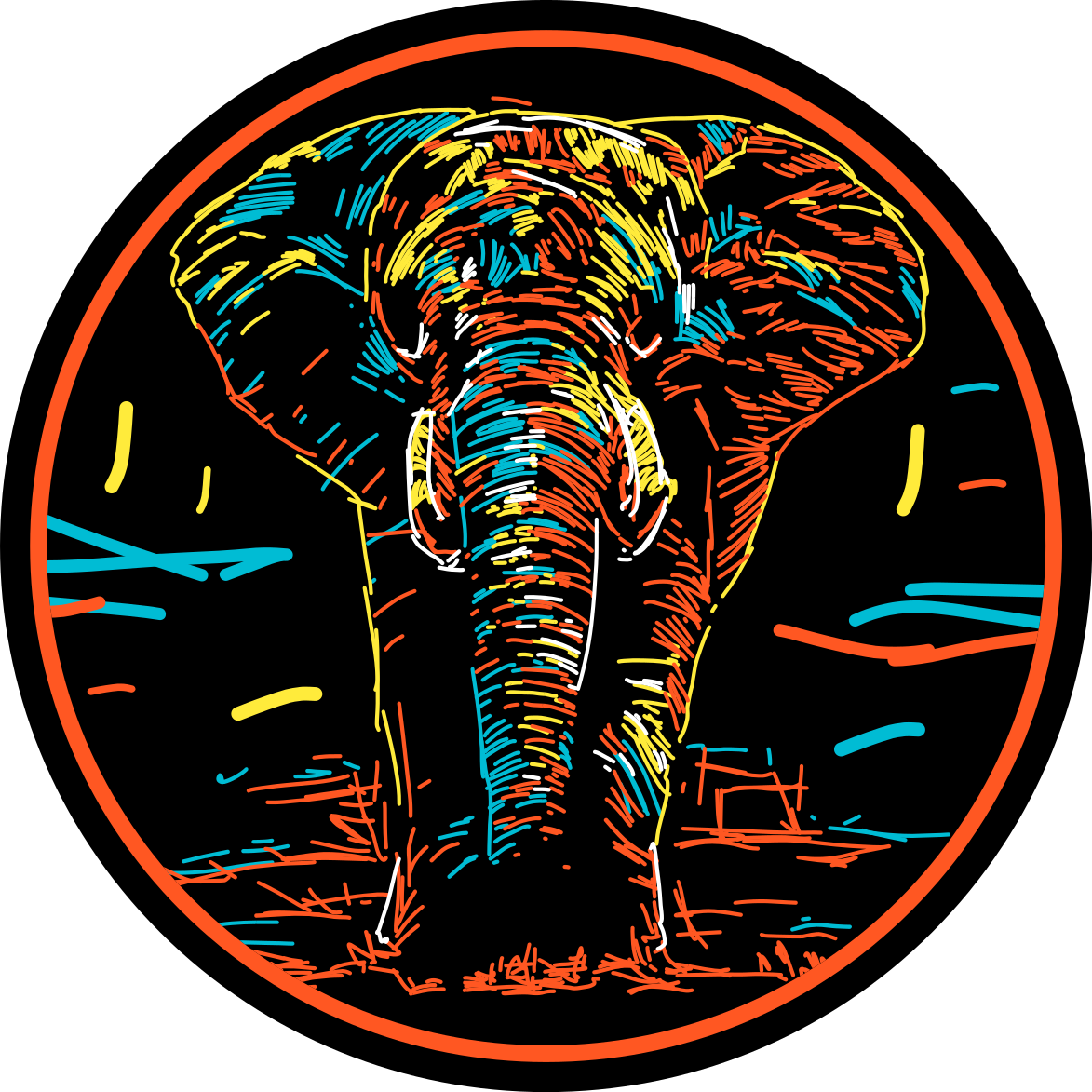 Tapete multicolorido animal elefante - TenStickers