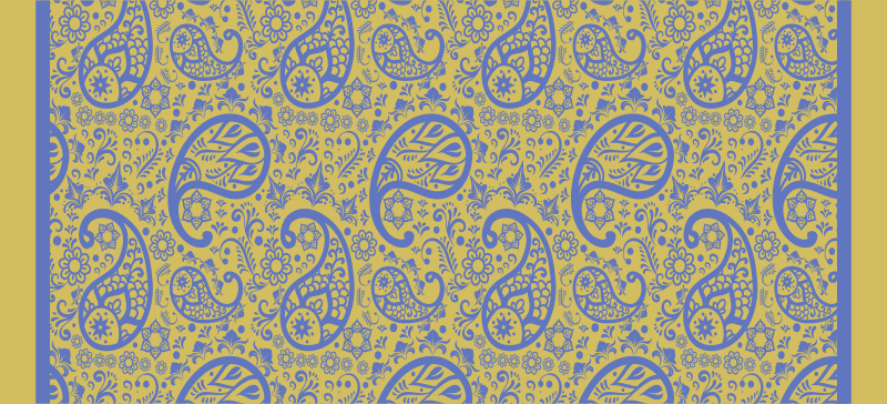Tapete de vinil moderno paisley amarelo e azul - TenStickers