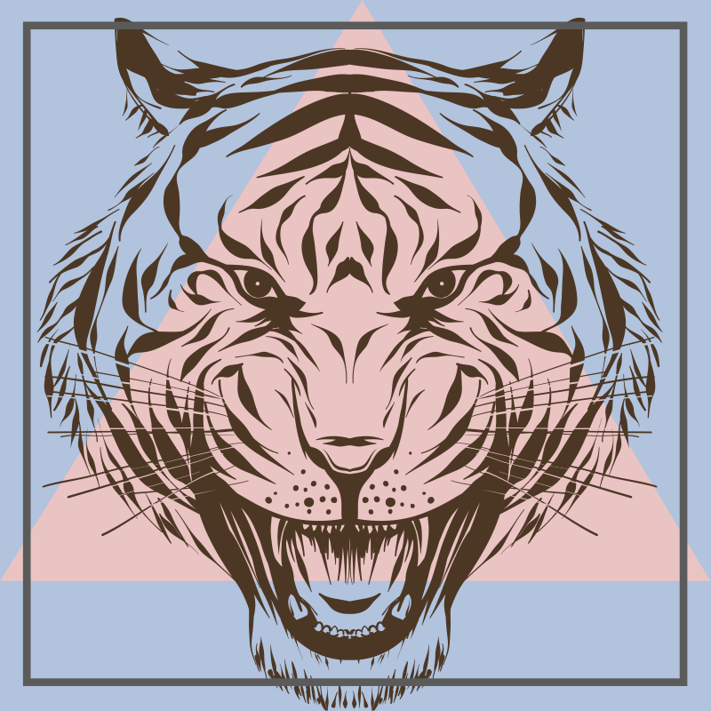 Tapete vinílico de animais retrato estilizado de tigre - TenStickers
