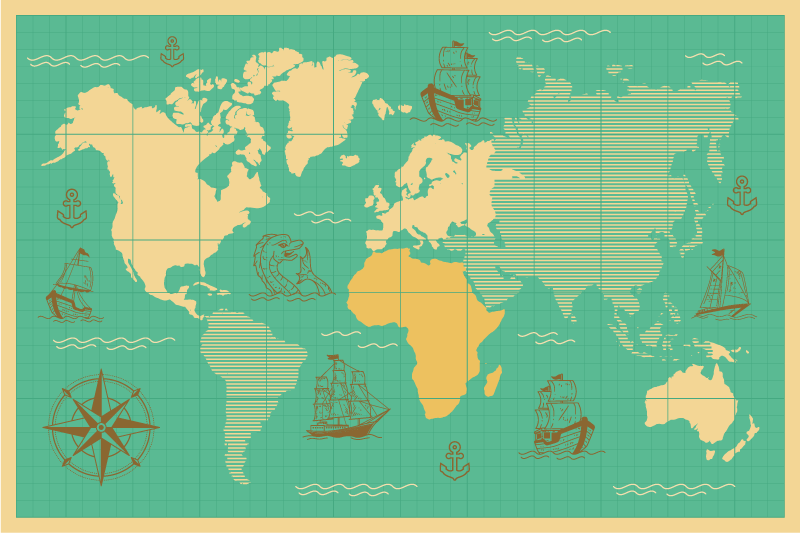 Mapa mundial com tapete de vinil para barcos - TenStickers