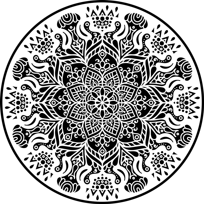 Tapete mandala preto e branco - TenStickers