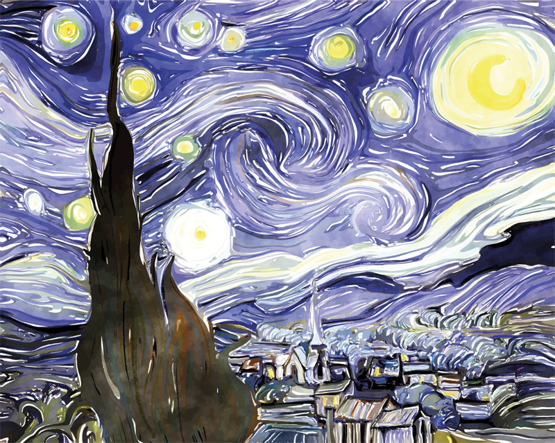 Céu de van gogh com estrelas tapete vintage - TenStickers