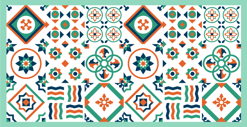 Tapete de azulejos com padrão de azulejo colorido - TenStickers