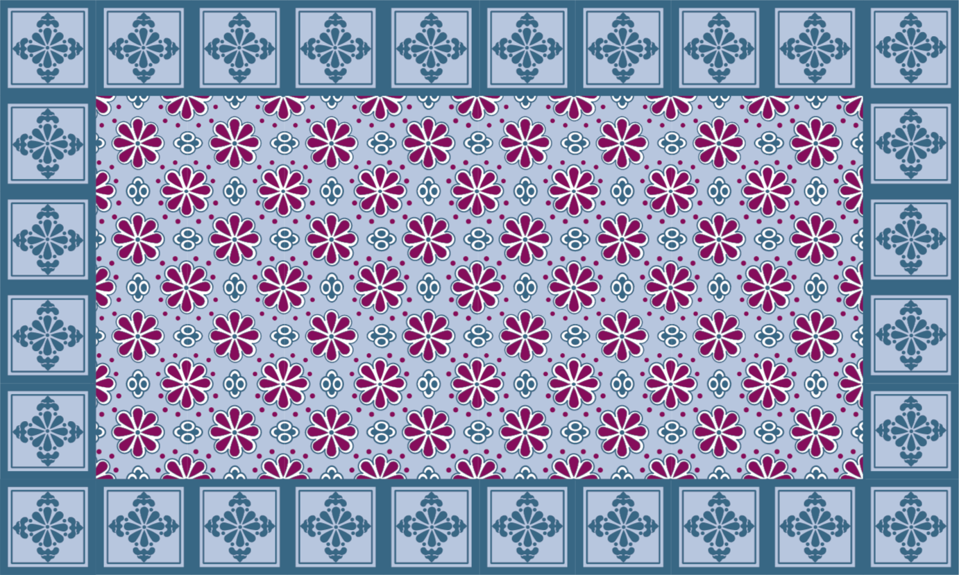 Tapete de vinil de cozinha em azulejo azul e rosa - TenStickers