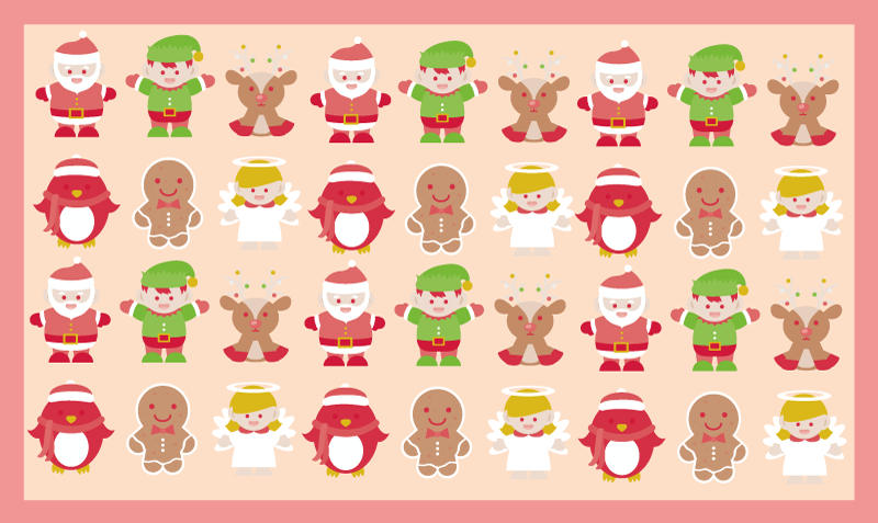 Tapete vinílico do Natal personagens festivos - TenStickers