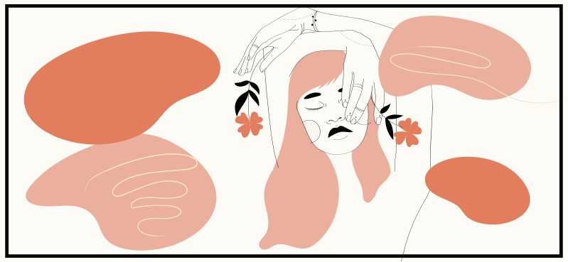 Tapete vinílico minimalista arte facial abstrata - TenStickers