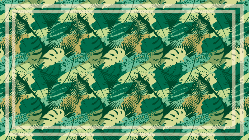 Tapete vinílico flores e plantas matriz de folhagem tropical - TenStickers