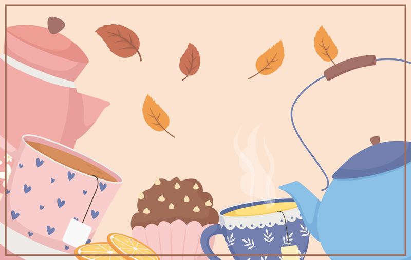 Tapete vinílico flores e plantas ilustração da hora do chá - TenStickers