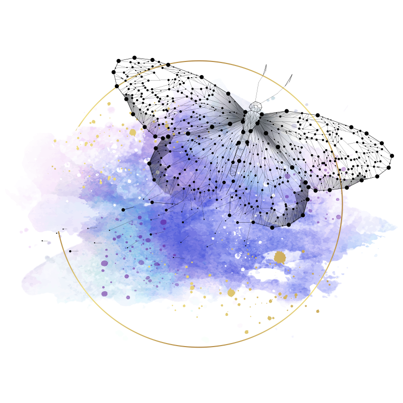 Tapete vinílico flores e plantas aquarela de borboleta - TenStickers