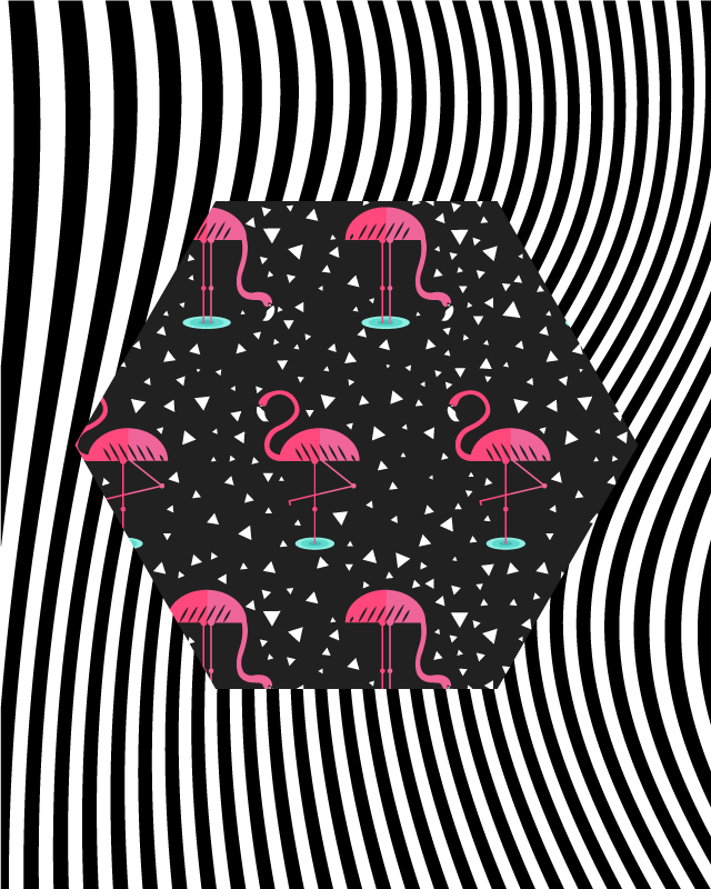Tapete vinílico de animais hexágono listrado flamingo - TenStickers