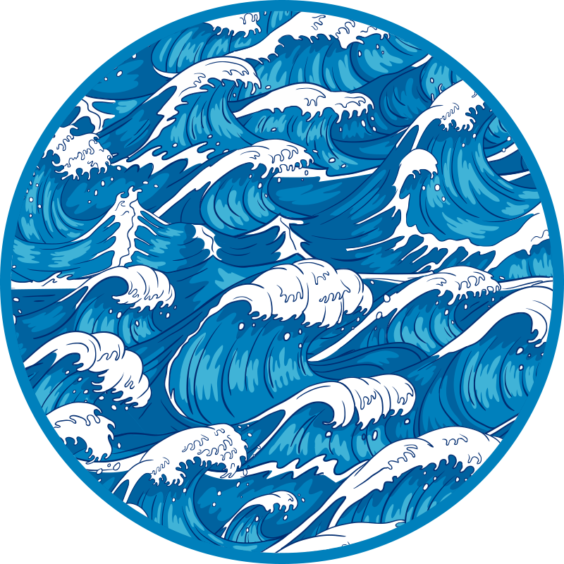 Tapete de vinil da natureza ondas japonesas - TenStickers