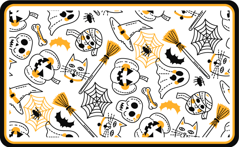 Pequenas figuras de desenho animado tapete de halloween - TenStickers