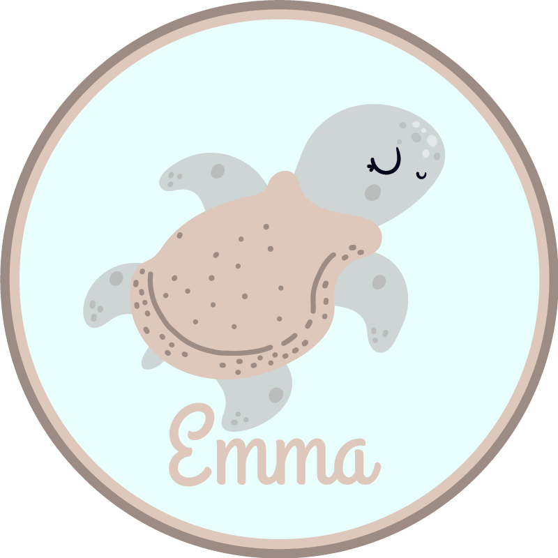 Tartaruga fofa com tapete com nome de animal - TenStickers