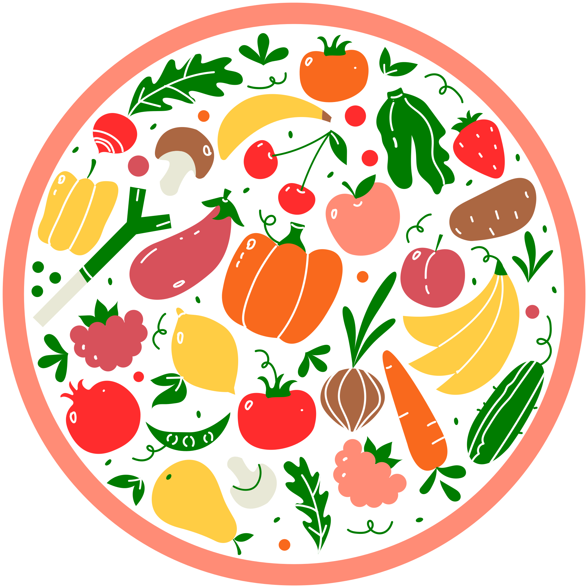 Tapete vinílico flores e plantas motivo de frutas coloridas - TenStickers