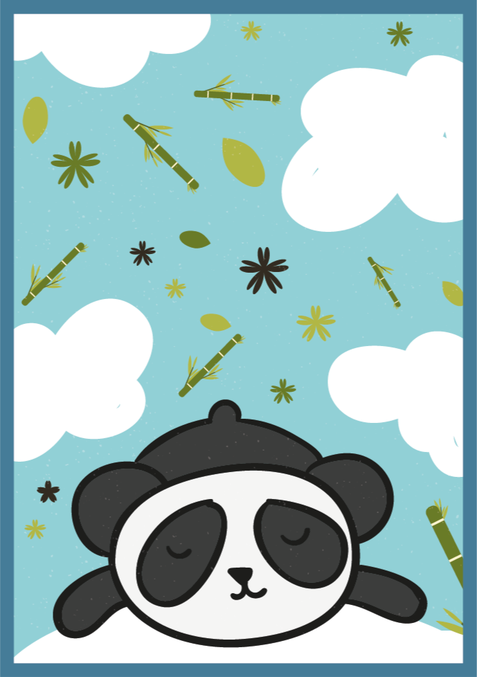 Adorável panda e tapete de folhas de animais - TenStickers