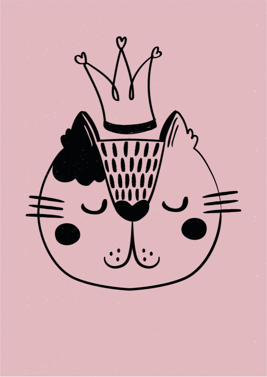 Tapete vinílico de animais ilustração de gato coroado - TenStickers