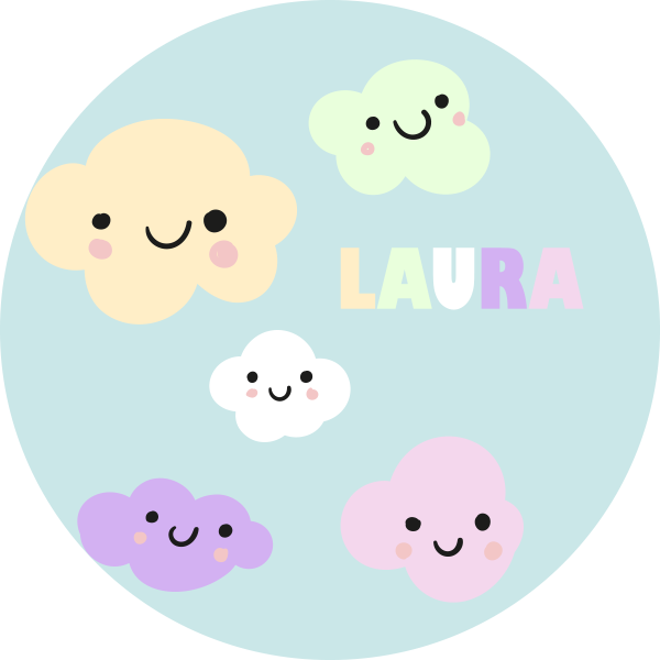 Tapete vinílico com nome nuvens personalizáveis - TenStickers