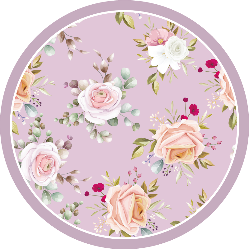 Tapete vinílico flores e plantas elegância de círculo floral - TenStickers