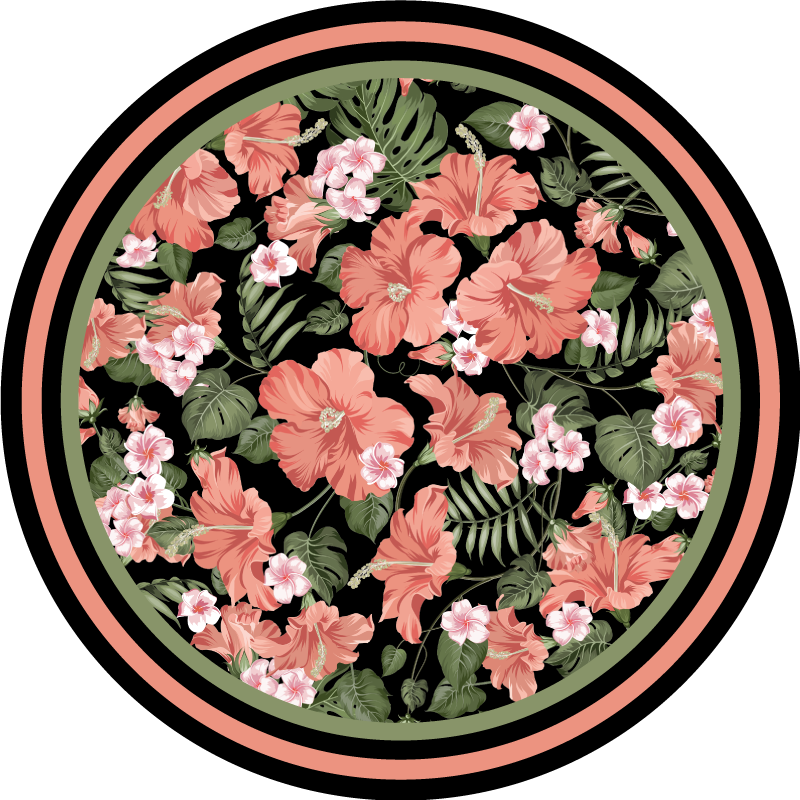 Tapete vinílico flores e plantas motivo circular floral - TenStickers