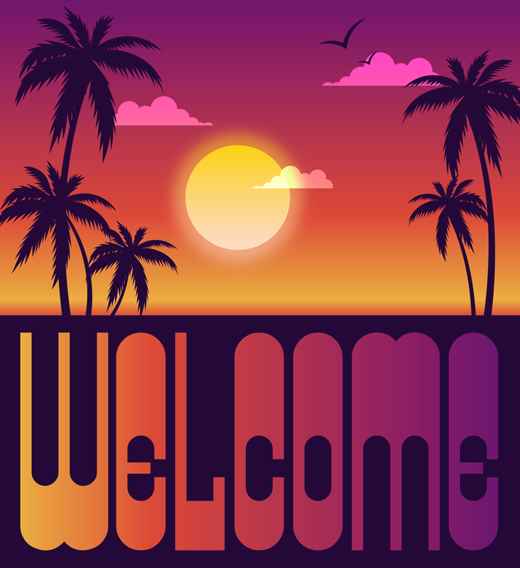Tapete vinílico frases e textos pôr do sol tropical - TenStickers