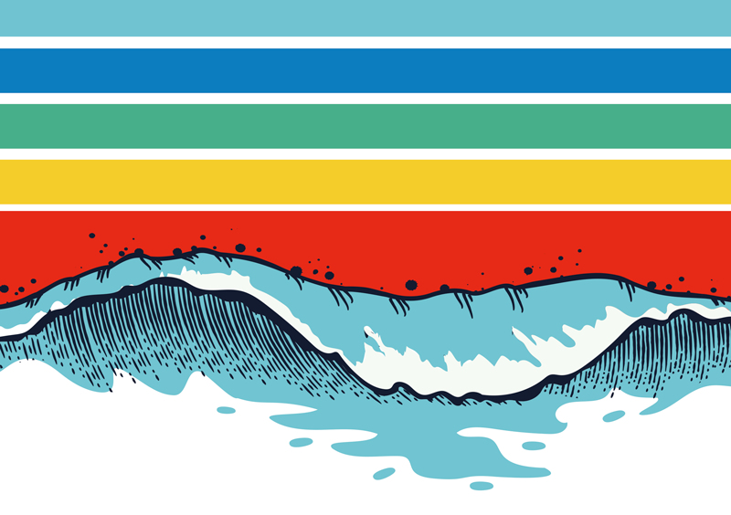 Tapete retro ondas vintage para chão - TenStickers