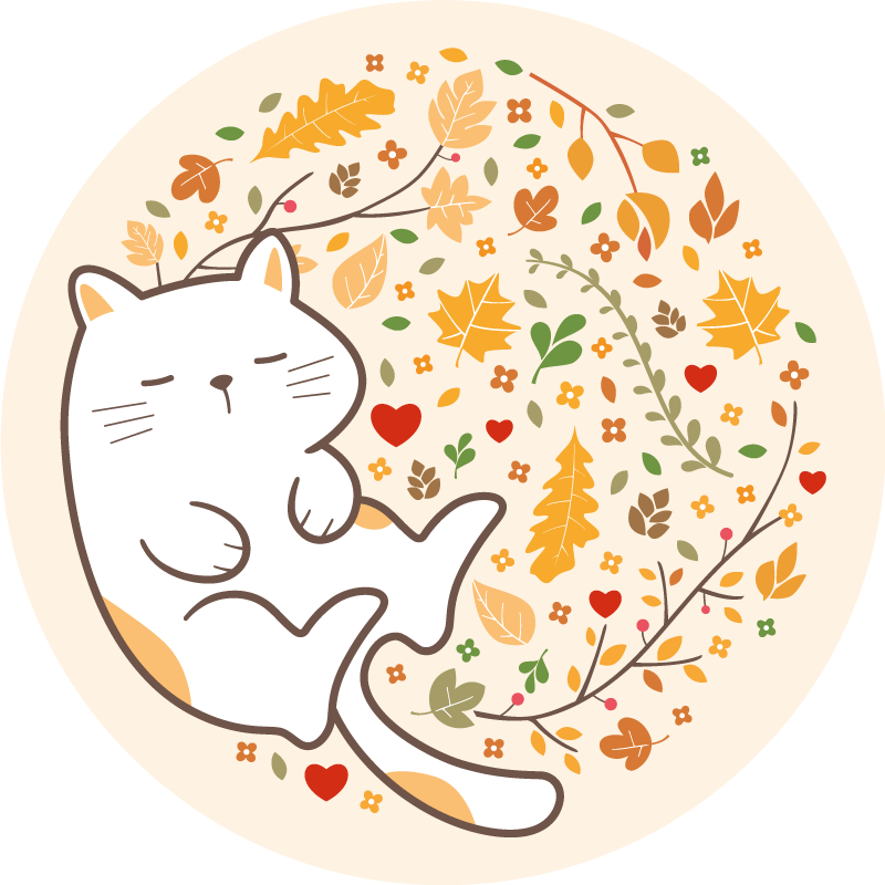 Tapete vinílico criança ilustração de gato de outono - TenStickers