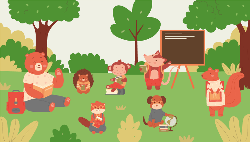 Tapete vinílico infantis sala de aula na selva - TenStickers