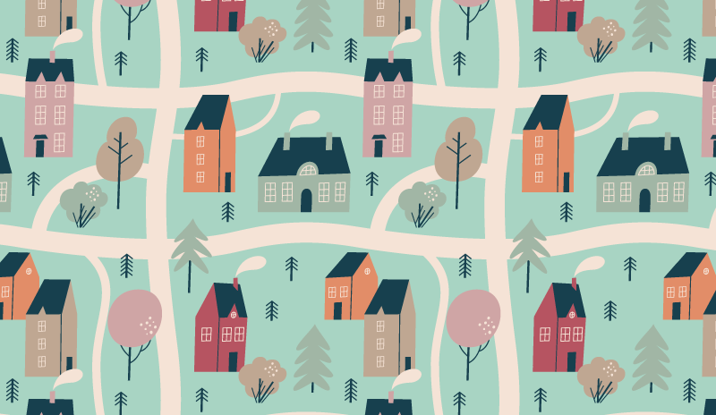 Tapete de estrada com padrão de mapa de estrada crianças fofas - TenStickers
