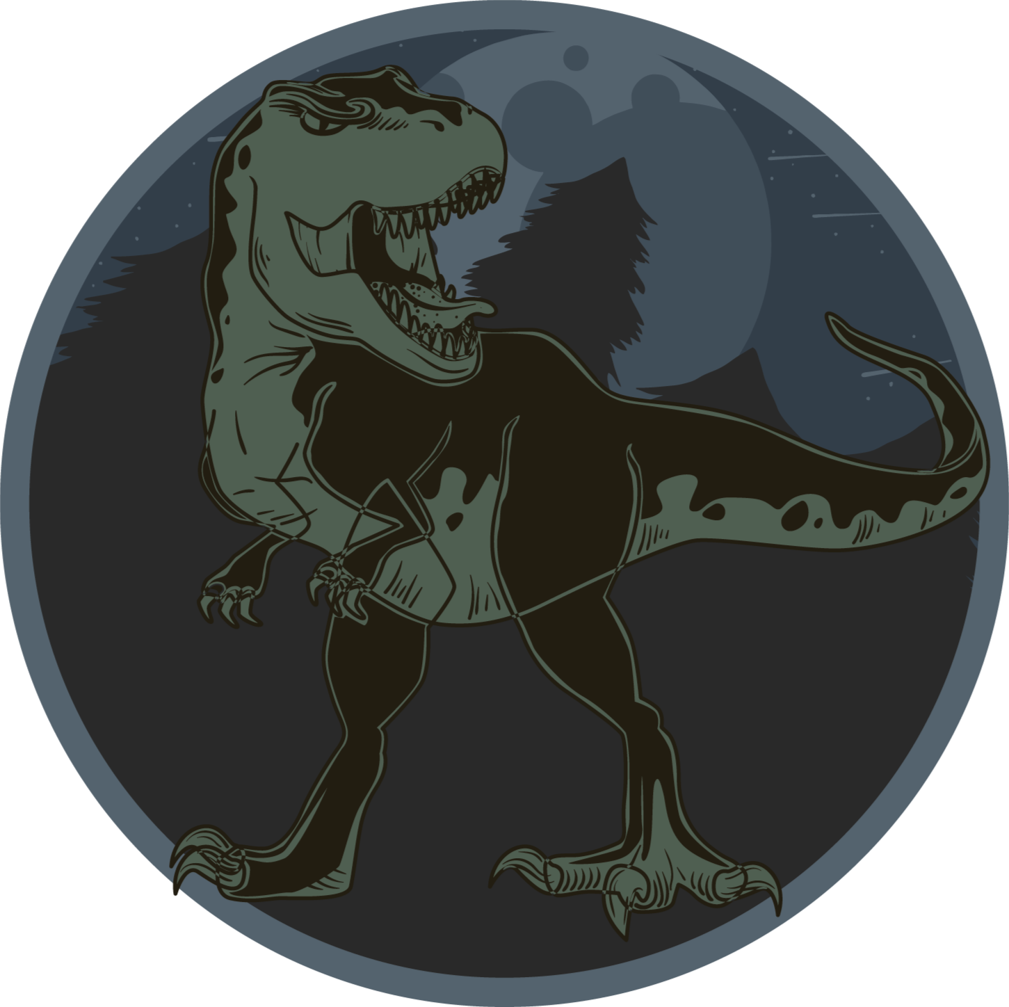 O tapete t-rex animal escuro e selvagem - TenStickers