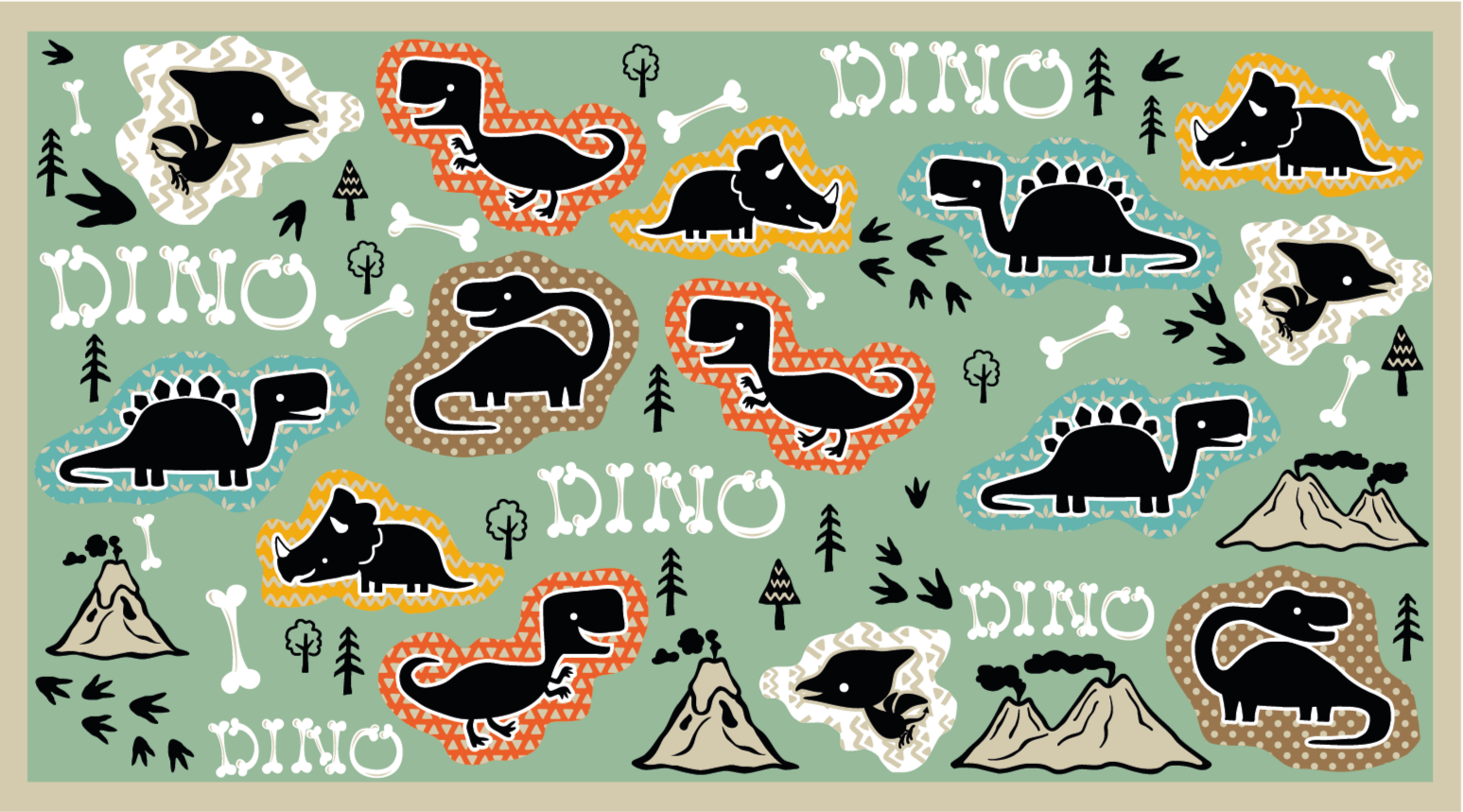 Tapete de animal com padrão de ossos de dinossauro - TenStickers