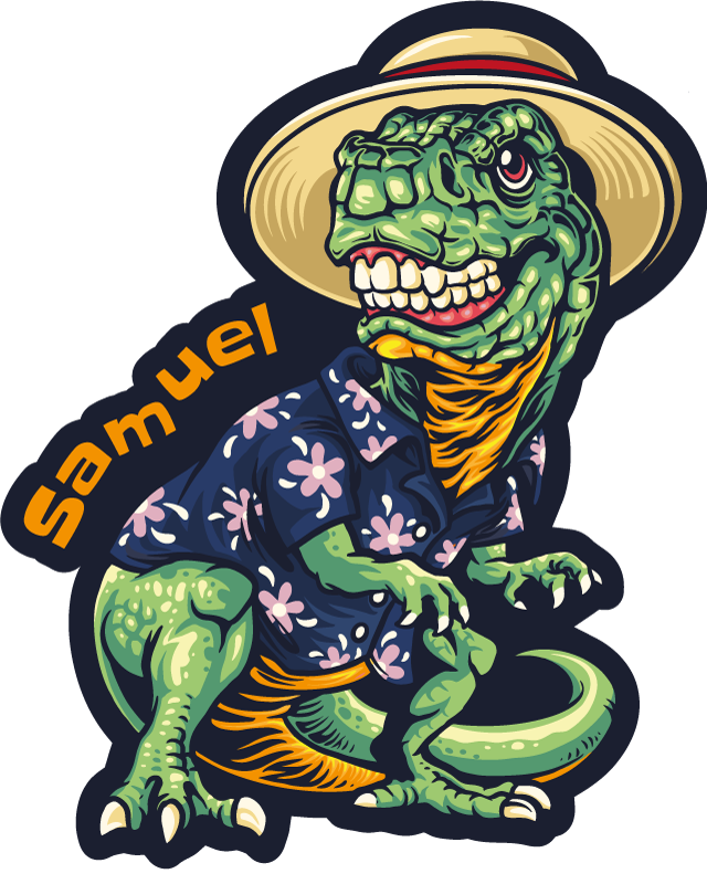 Tapete vinílico com nome traje de férias de dinossauro - TenStickers