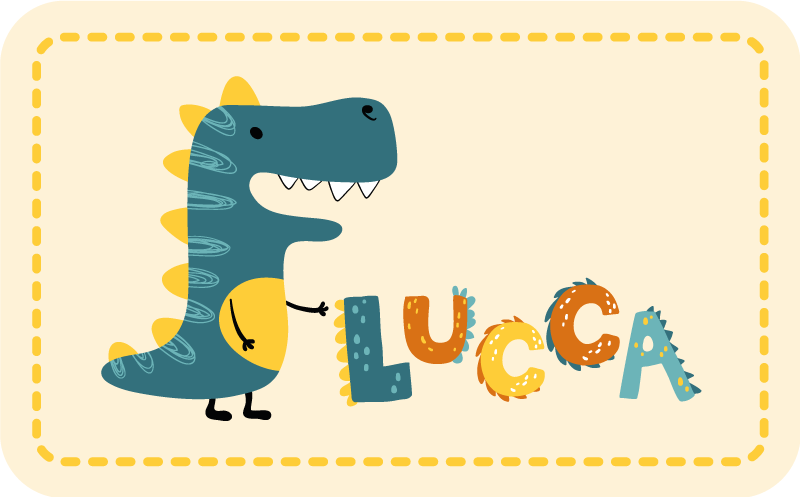 Tapete vinílico com nome dinossauro brincalhão - TenStickers