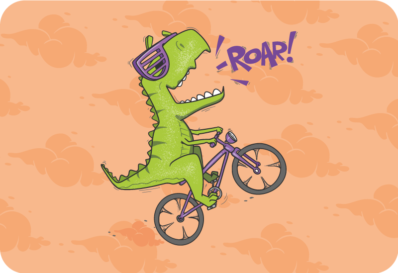 Dinossauro em um tapete de animal de bicicleta - TenStickers