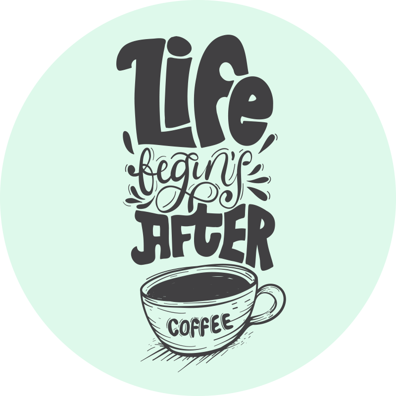 Silhueta da xícara de café com tapete moderno de letras - TenStickers