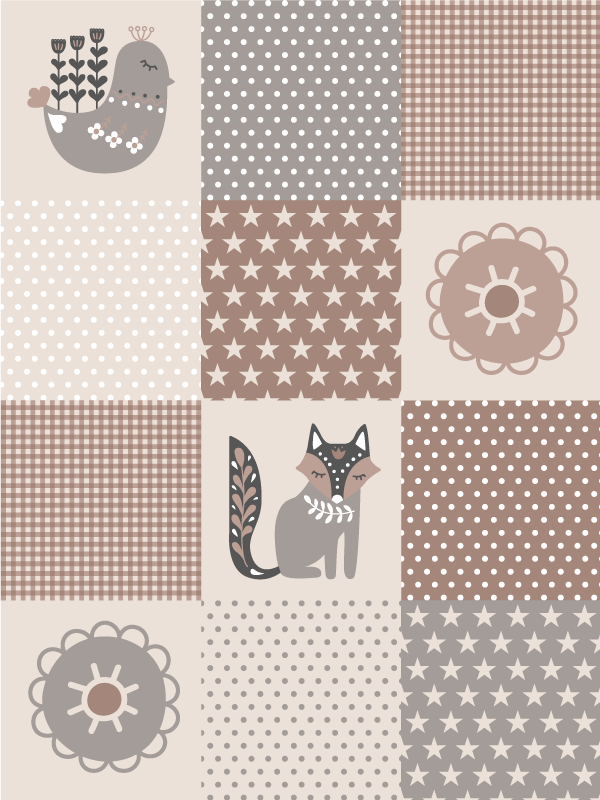 Tapete vinílico criança brincadeira de retalhos - TenStickers