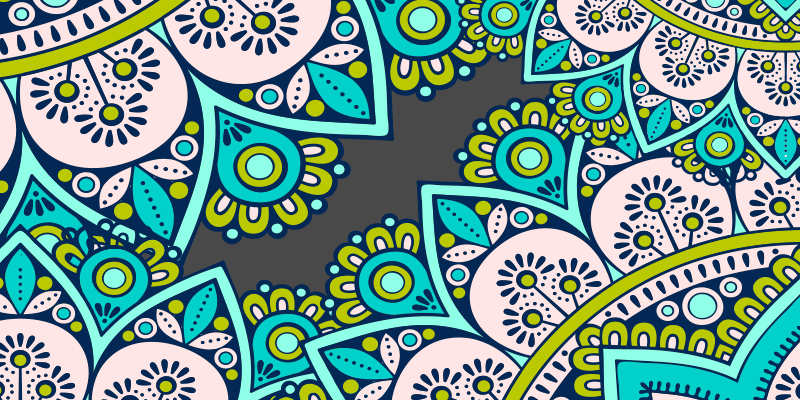 Tapete de vinil mandala azul e verde - TenStickers