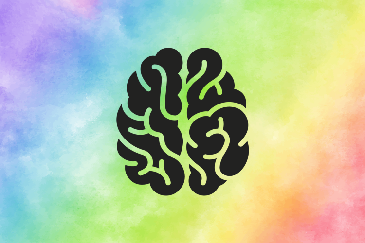 Tapete vinílico para gabinete Cérebro preto e arco-íris - TenStickers