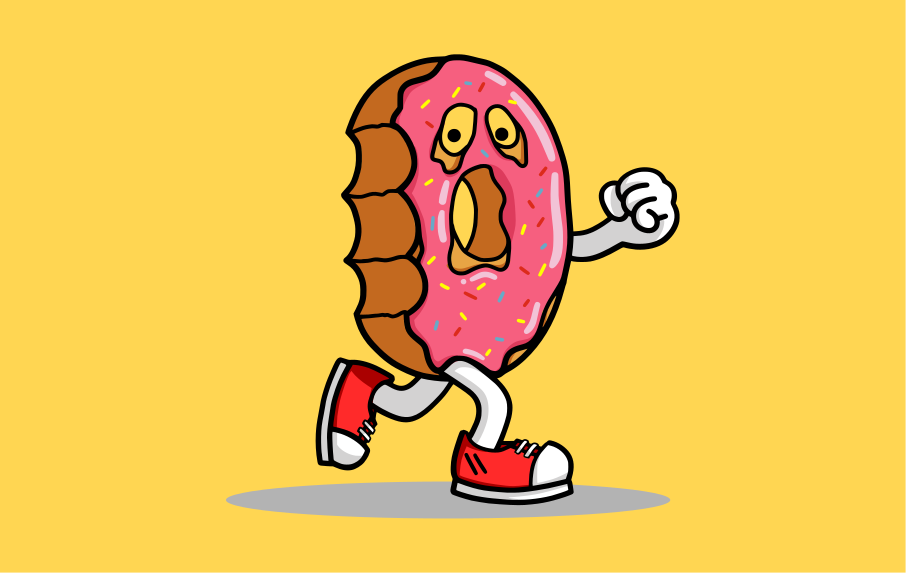 Tapete vinílico criança personagem de donut animado - TenStickers
