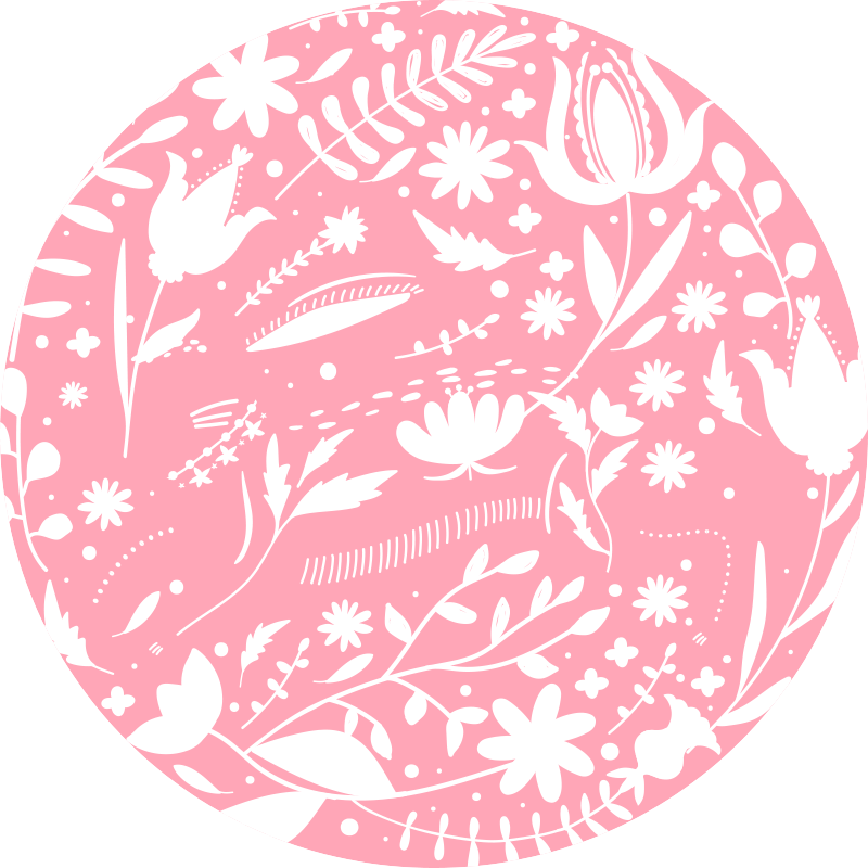Tapete de vinil infantil com folhas e flores rosa - TenStickers